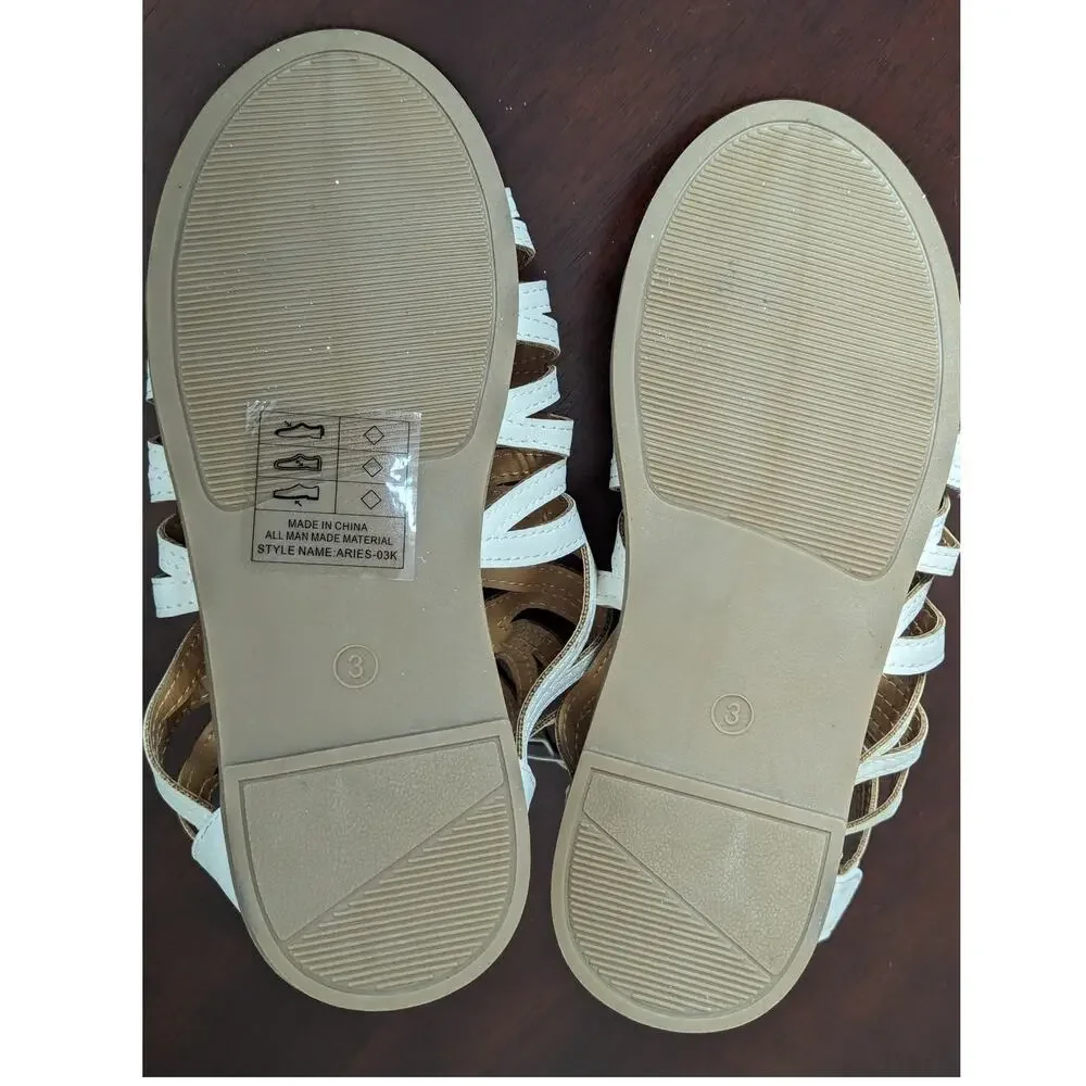 New Mossimo Aries Girls White Gladiator Sandals Heel Zipper Size 3